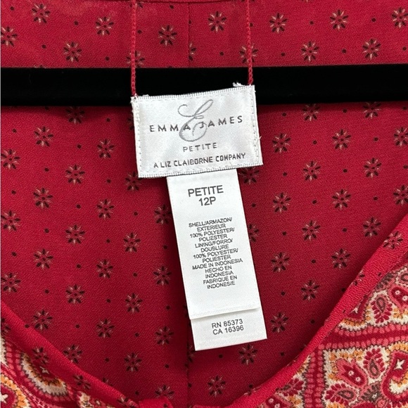 NWT Emma James Liz Clairborne Women's Red Floral Reversible Midi Maxi Dress 12P - Picture 5 of 7